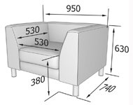 Диван для офиса Эволюшн EVO1-2 Кресло (Экокожа Oregon)