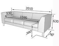 Диван для офиса Эволюшн EVO3-2 Диван трехместный (Экокожа Oregon)