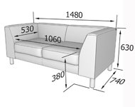 Диван для офиса Эволюшн EVO2-2 Диван двухместный (Экокожа Domus)