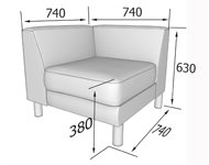 Диван для офиса Эволюшн EVO-С Секция угловая (Экокожа Domus)